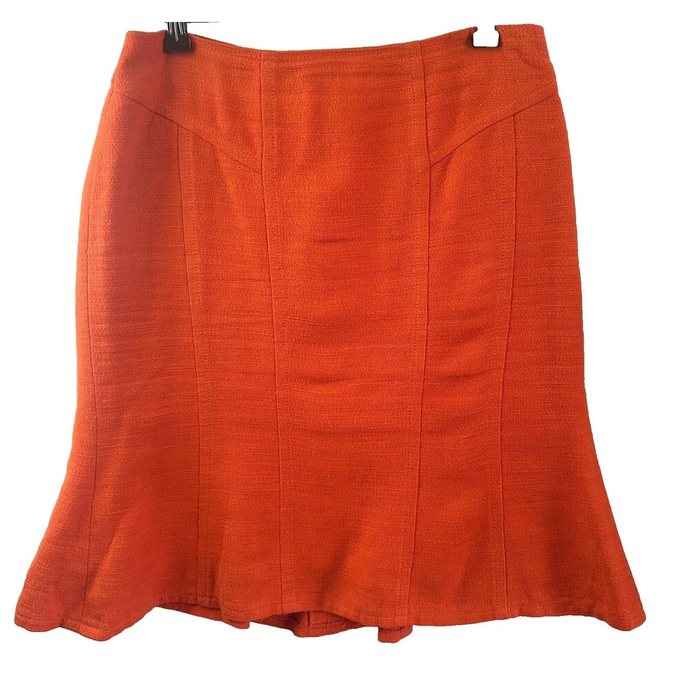 Etcetera Women’s Sarasota Orange A-line Knee-Length Cotton/Linen Skirt Sz 4